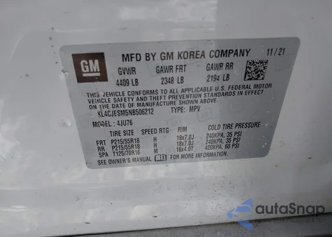 2022 Buick Encore Awd Preferred z USA, uszkodzony, nr VIN KL4CJESM5NB506212